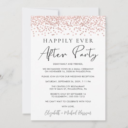 Faire-Part de Réception de Mariage Paillettes Or R (Devant)