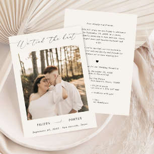 Faire-part de réception de mariage pour évasion en