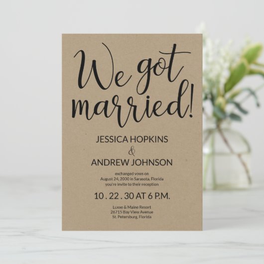 Faire-Part de Réception de Mariage Rustique Nous N (Debout devant)