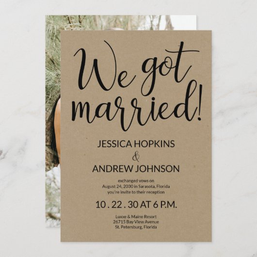 Faire-Part de Réception de Mariage Rustique Nous N (Devant / Derrière)