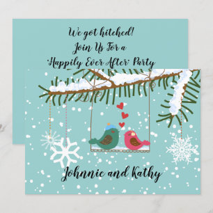 Faire-part de réception d'hiver pour oiseaux amour