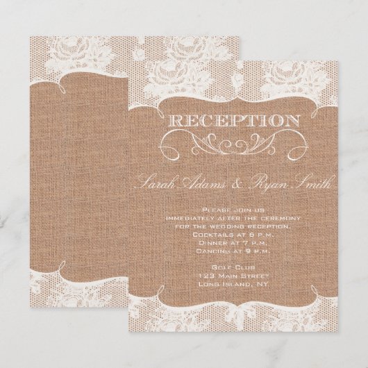 Faire-part de réception en impression toile de jut (Devant / Derrière)