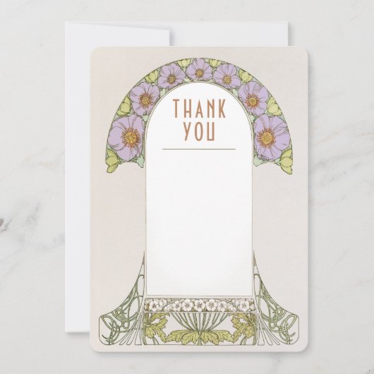 Faire-part de remerciement de mariage Art nouveau (Devant)