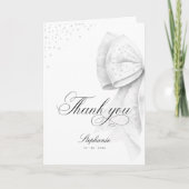 Faire-part de Remerciement Mariage Ruban Blanc Pli (Devant)