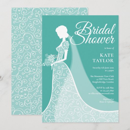 Faire-part de Remise de Cadeaux de Mariée en Robe  (Devant / Derrière)