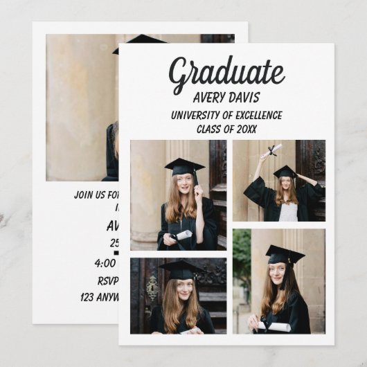 Faire-part de remise de diplôme 2026 Invitation Fi (Devant / Derrière)