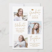 Faire-part de remise de diplôme 4 photos en script (Dos)