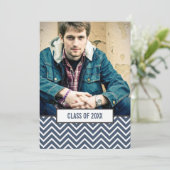 Faire-part de remise de diplôme à 3 photos Chevron (Debout devant)