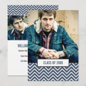 Faire-part de remise de diplôme à 3 photos Chevron (Devant / Derrière)