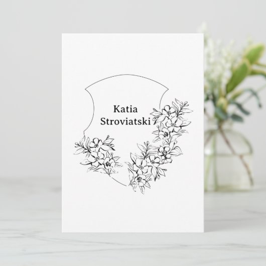 Faire-part de remise de diplôme à armoiries noir e (Debout devant)