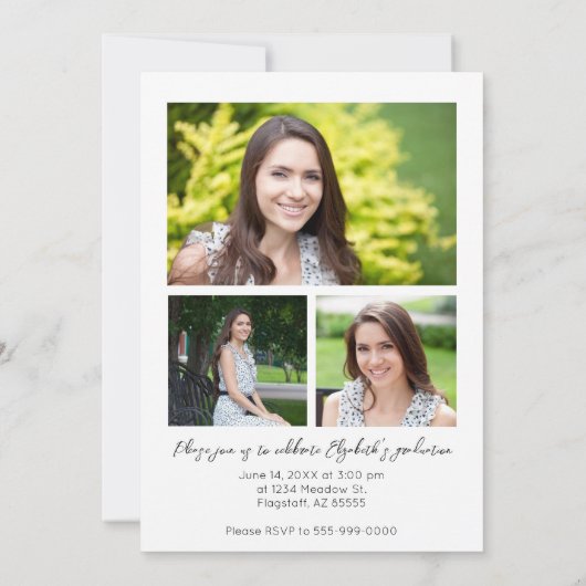 Faire-part de remise de diplôme à cadre arqué (Dos)