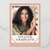 Faire-part de remise de diplôme à motif de feuille (Recto)