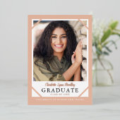 Faire-part de remise de diplôme à motif de feuille (Debout devant)