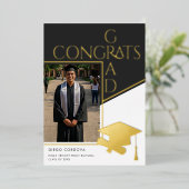 Faire-part de remise de diplôme à motif de photo e (Debout devant)