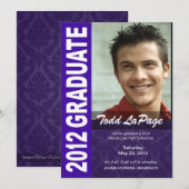 Faire-part de remise de diplôme audacieux et branc (Devant / Derrière)