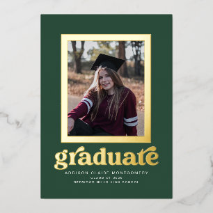 Faire-part de remise de diplôme avec cadre en feui
