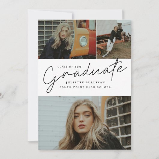 Faire-part de remise de diplôme avec collage de ph (Devant)