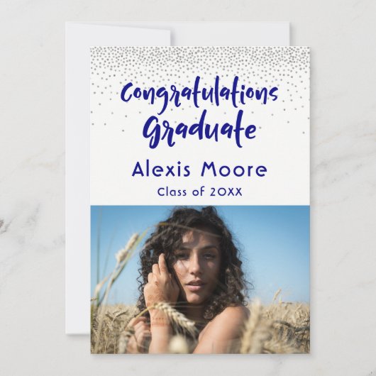 Faire-part de remise de diplôme avec confettis arg (Devant)