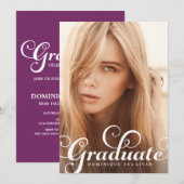 Faire-part de remise de diplôme avec écriture fant (Devant / Derrière)