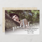 Faire-part de remise de diplôme avec écriture mode (Devant / Derrière)