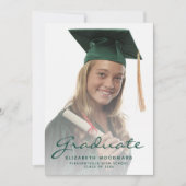 Faire-part de remise de diplôme avec écriture vert (Devant)