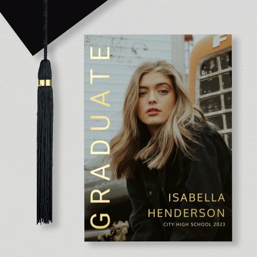 Faire-part de remise de diplôme avec feuille d'or