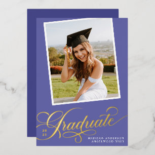 Faire-part de remise de diplôme avec feuilles d'or