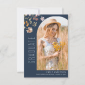 Faire-part de remise de diplôme avec fleur sauvage (Devant)