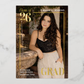 Faire-part de remise de diplôme avec photo au foil (Recto)