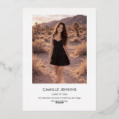 Faire-part de remise de diplôme avec photo au foil (Verso)