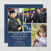 Faire-part de remise de diplôme avec photo - Carré (Devant / Derrière)