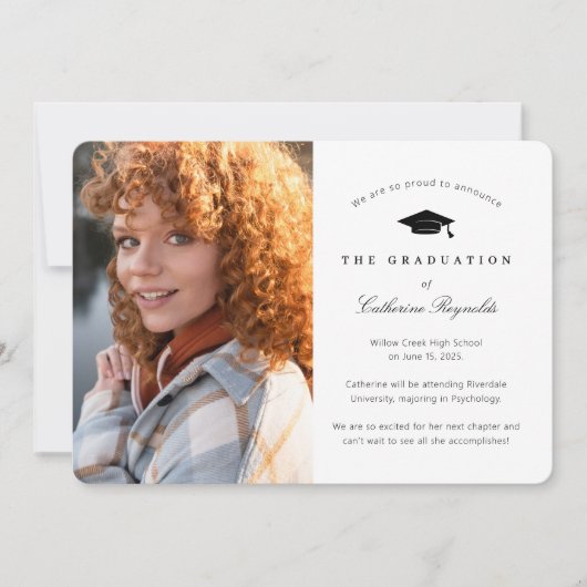 Faire-part de remise de diplôme avec photo de dipl (Devant)