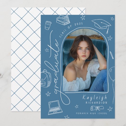 Faire-Part de Remise de Diplôme avec Photo de Styl (Devant / Derrière)