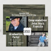 Faire-part de remise de diplôme avec photo en bois (Devant / Derrière)