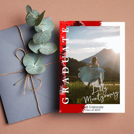 Faire-part de remise de diplôme avec photo en marb