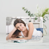 Faire-part de remise de diplôme avec photo encadré (Debout devant)