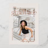 Faire-part de remise de diplôme avec photo et feui (Recto)