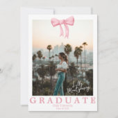 Faire-part de remise de diplôme avec photo et nœud (Devant)