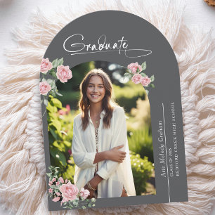 Faire-part de remise de diplôme avec photo et rose