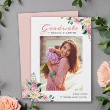 Faire-part de remise de diplôme avec photo florale