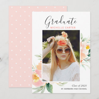 Faire-part de remise de diplôme avec photo florale