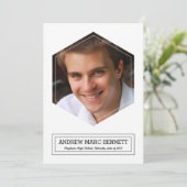 Faire-part de remise de diplôme avec photo Hexagon (Debout devant)