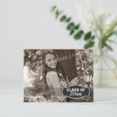 Faire-part de remise de diplôme avec photo simple  (Debout devant)