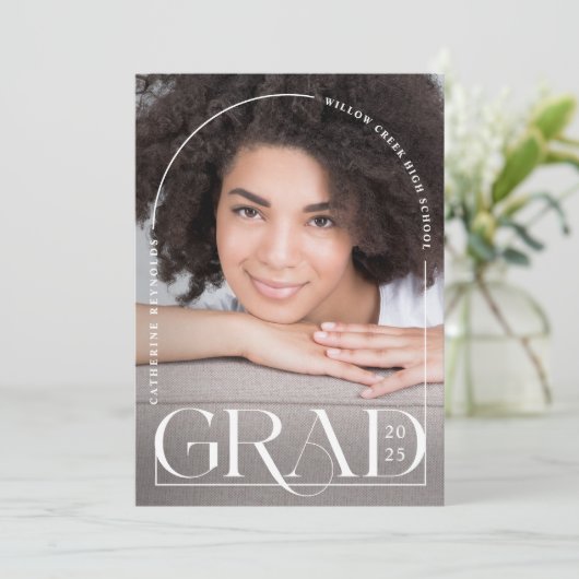 Faire-part de remise de diplôme avec photo simple  (Debout devant)