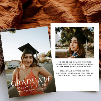 Faire-part de remise de diplôme avec photo simple 