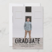 Faire-part de remise de diplôme avec photo verte g (Devant)