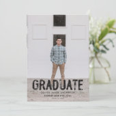 Faire-part de remise de diplôme avec photo verte g (Debout devant)