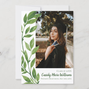 Faire-part de remise de diplôme avec plante de lie