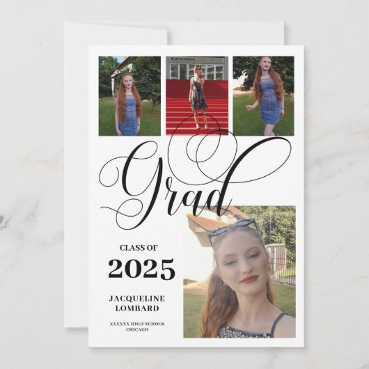 Faire-part de remise de diplôme avec plusieurs pho (Devant)