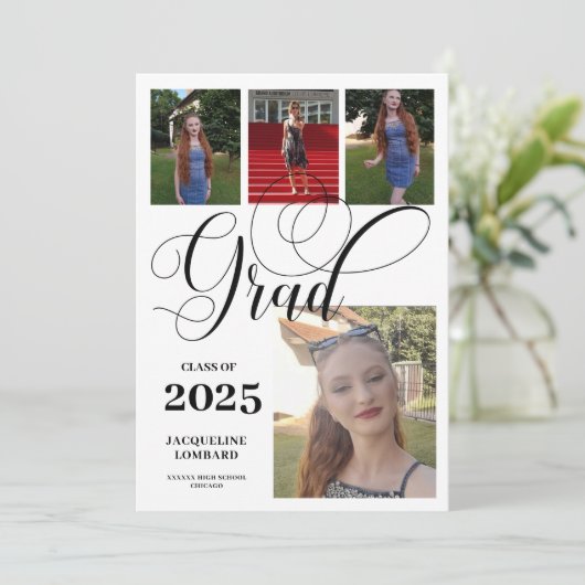 Faire-part de remise de diplôme avec plusieurs pho (Debout devant)